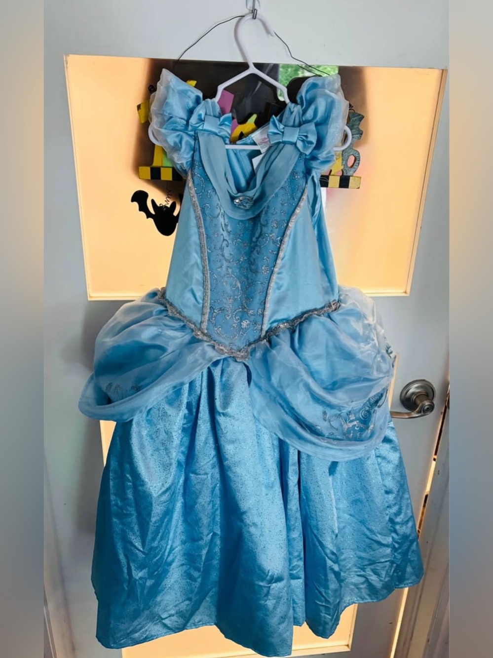 Disney Princess Cinderella Costume Dress Girls Size 5-6 Blue Sparkle
